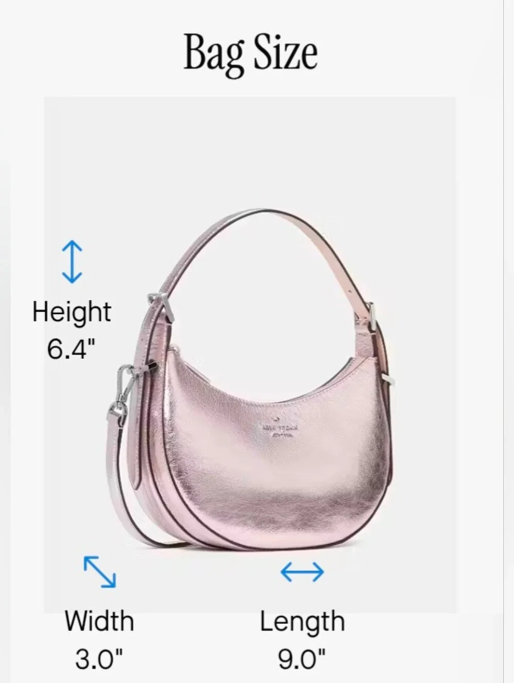 kate spade Crinkle Leather Metallic Crescent Shoulder Bag In Lilac Moonlight